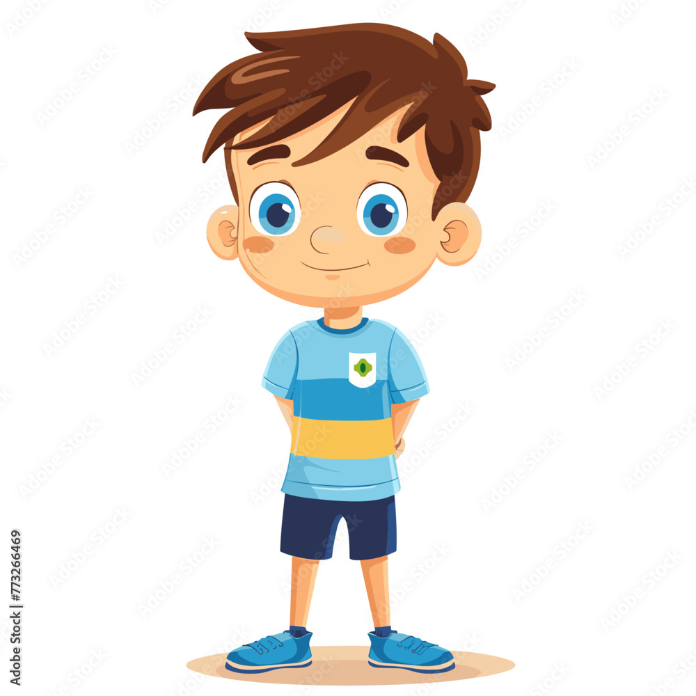 Cute little boy with Brazilian flag on his t-shirt. Vector illustration. Cute little boy with Brazilian flag on his t-shirt. Vector illustration.