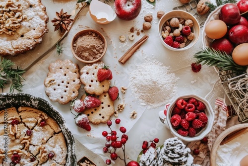 ingredients for cookies background professional advertising food photography