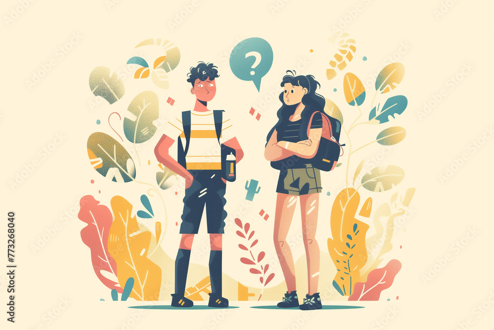 illustration of people asking questions illustration of people asking questions
