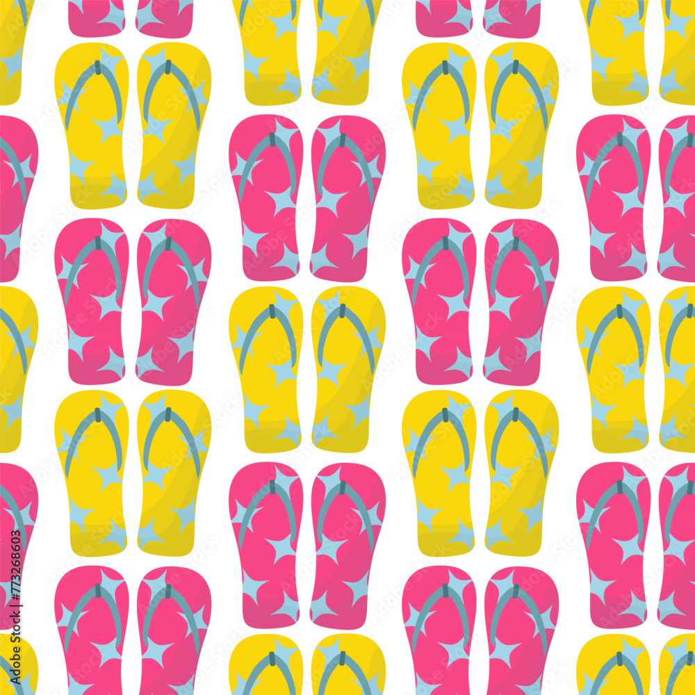 Summer pattern, swimsuit, sunglasses, flip-flops, vector illustration Summer pattern, swimsuit, sunglasses, flip-flops, vector illustration