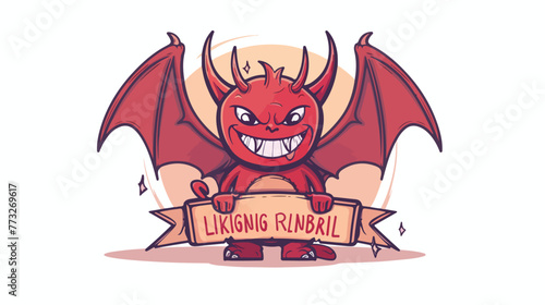 Illustration of a cute red demon. Devil Lucifer isolated a