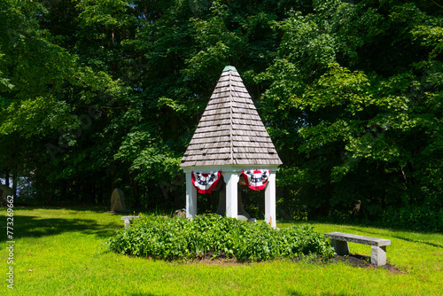 Pagoda on Town Common on Main Street in historic town center of Newfields, New Hampshire NH, USA.  photo