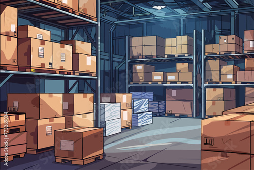 Warehouse with Shelf Illustration