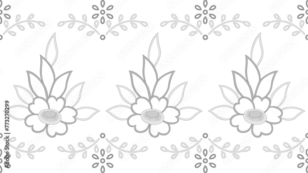 Lace ribbon with white flowers and leaves on transparent background. Floral seamless pattern. Monochrome flowers border. Vintage lace repeating linear ornament. Floral pattern for print. Lace ribbon with white flowers and leaves on transparent background. Floral seamless pattern. Monochrome flowers border. Vintage lace repeating linear ornament. Floral pattern for print.