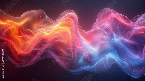 Abstract dot particles wavy flowing curve pattern by colorful gradient blue purple pink on white background in concept of technology  science  music  modern