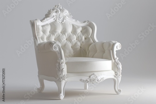 rench style armchair White Lacquered and Velvet Uphols photo