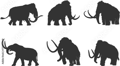 Mammoth silhouettes, Woolly mammoth silhouette, Mammoth svg, Mammoth silhouette, Mammoth vector illustration photo