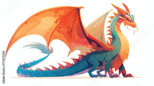 Its an illustration of a dragon flat vector isolated © Megan