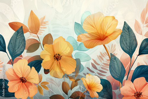 Nature's canvas of flowers and leaves, depicted in designs that celebrate soft tones and the subtle charm of pastels.
