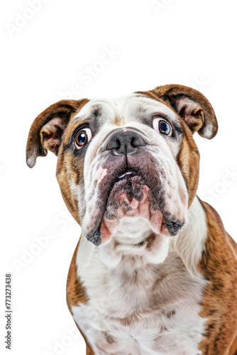 Curious Bulldog isolated on transparent background