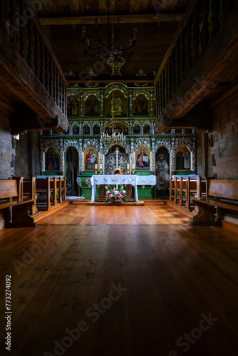 Interior of Greek Catholic Church, Olchowiec, Magurski Park Narodowy, Lesser Poland Voivodeship, Poland © Richard Semik