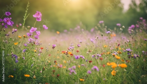 Nature background with wild flowers