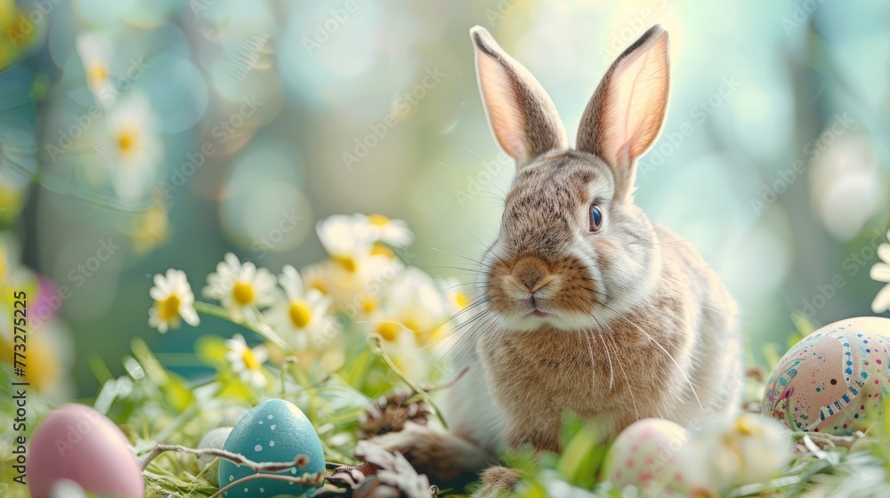 Life in the meadow of the Easter Bunny, Easter concept Life in the meadow of the Easter Bunny, Easter concept