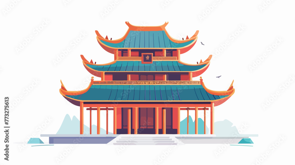 Vector Cartoon Asian Building Icon Illustration Isola