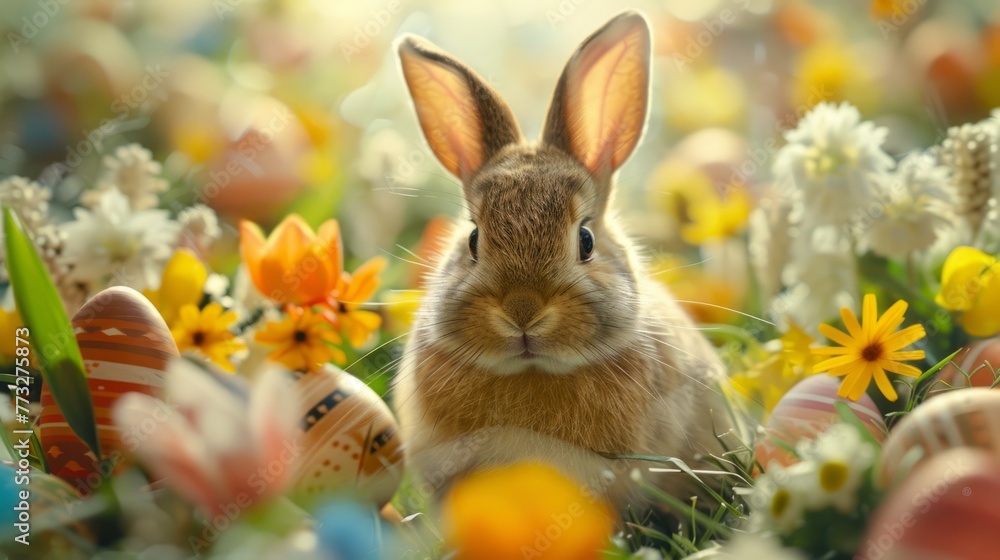 Life in the meadow of the Easter Bunny, Easter concept Life in the meadow of the Easter Bunny, Easter concept