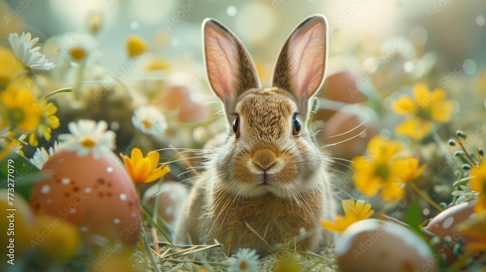 Life in the meadow of the Easter Bunny, Easter concept Life in the meadow of the Easter Bunny, Easter concept