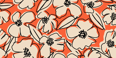 Crédence de cuisine Styles patrons Fleurs dessinées main style abstrait  © Udomdech