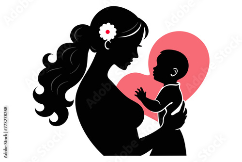 Silhouette  Mother and beautiful baby happy mother themes