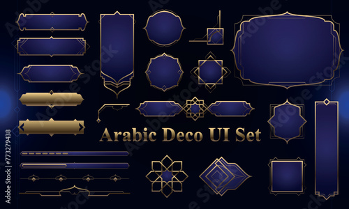 Set of Art Deco Modern User Interface Elements. Fantasy magic HUD with arabian elements. Template for rpg game interface. Vector Illustration EPS10 (ID: 773279438)