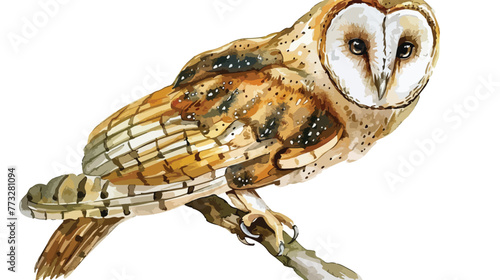 Watercolor owl bird animal illustration isolated on white