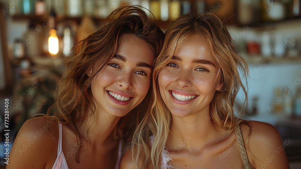 pow, behind the scenes of filming a cosmetics vlog, smiling women while filming a cosmetics vlog in their fancy home,generative ai pow, behind the scenes of filming a cosmetics vlog, smiling women while filming a cosmetics vlog in their fancy home,generative ai