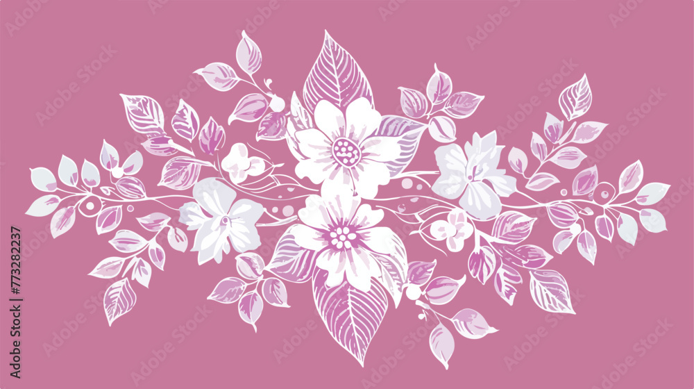 White patterned purple flower embroidery design 