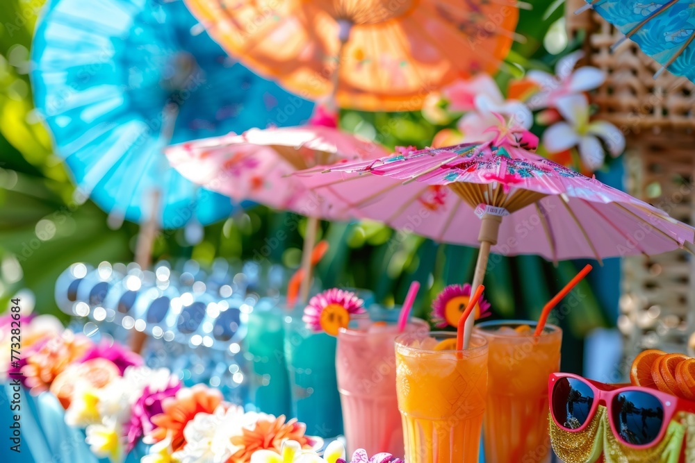A row of vibrant umbrellas lined up next to each other, creating a colorful display of shades and patterns
