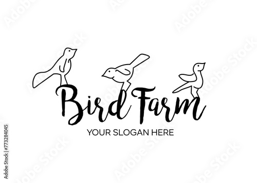 bird farm line idea vector logo desogn