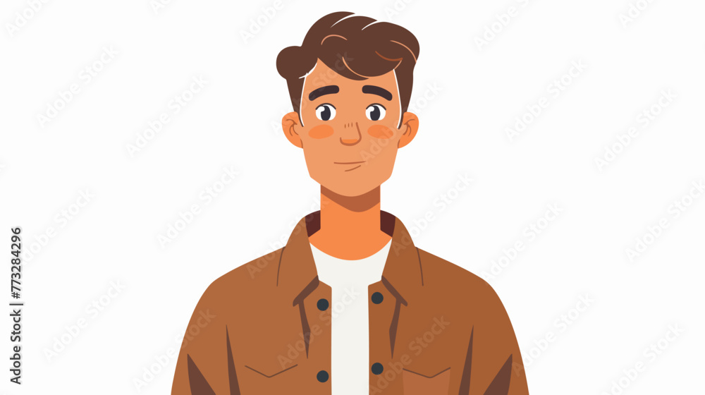 Young man avatar character flat vector isolated on white