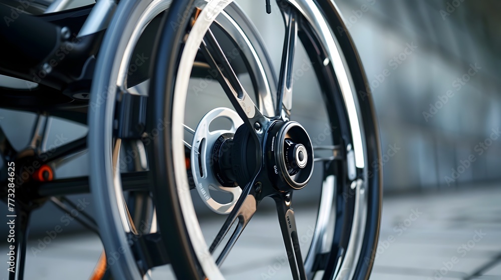 Close-up of Innovative Wheelchair Wheel Showcasing Advancements in Assistive Technology Close-up of Innovative Wheelchair Wheel Showcasing Advancements in Assistive Technology