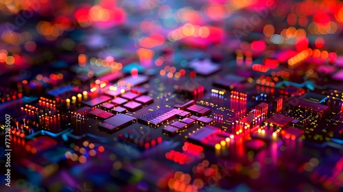 Futuristic Chiplet-Based Processor Circuits Glowing with Technological Innovation