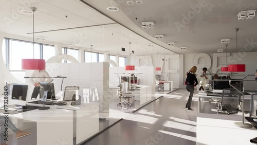 Animation on a modern office interior