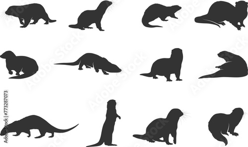 Otter silhouette, Otter svg, Cute otter silhouette, Sea otter silhouette, Otter vector illustration photo