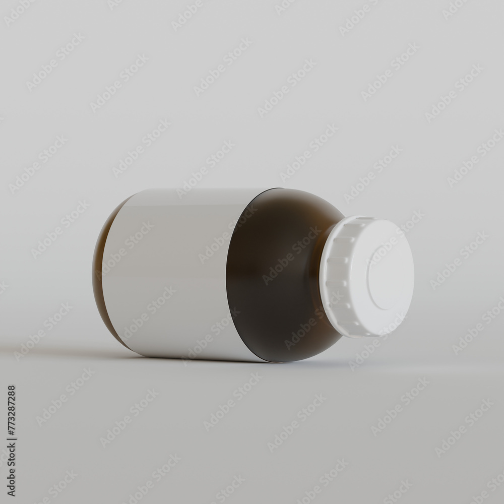 Medicine pill bottle isolated on a white background 3D rendering illustration Medicine pill bottle isolated on a white background 3D rendering illustration
