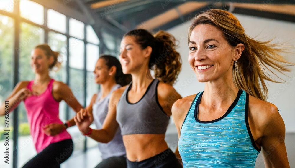 attractive, fit, women enjoying a joyful dance class, candidly expressing their active lifestyle