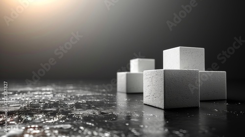 A pattern with 3D cubes. Abstract mosaic of white squares