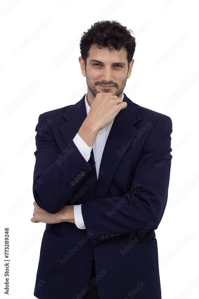 Isolated hispanic businessman with thinking posed Isolated hispanic businessman with thinking posed