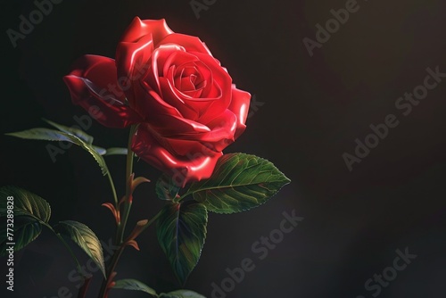Beautiful red rose on a dark background. 3d illustration. generative AI generative AI design for Instagram  Facebook wall painting