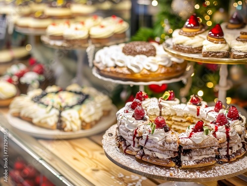 Bakery at holiday season, festive creations, warmth in the air