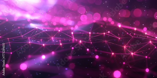 3d pink abstract with digital connections and lines waves, dots representing digital binary data. Concept for big data, deep machine learning, artificial intelligence, business technology ,futuristic