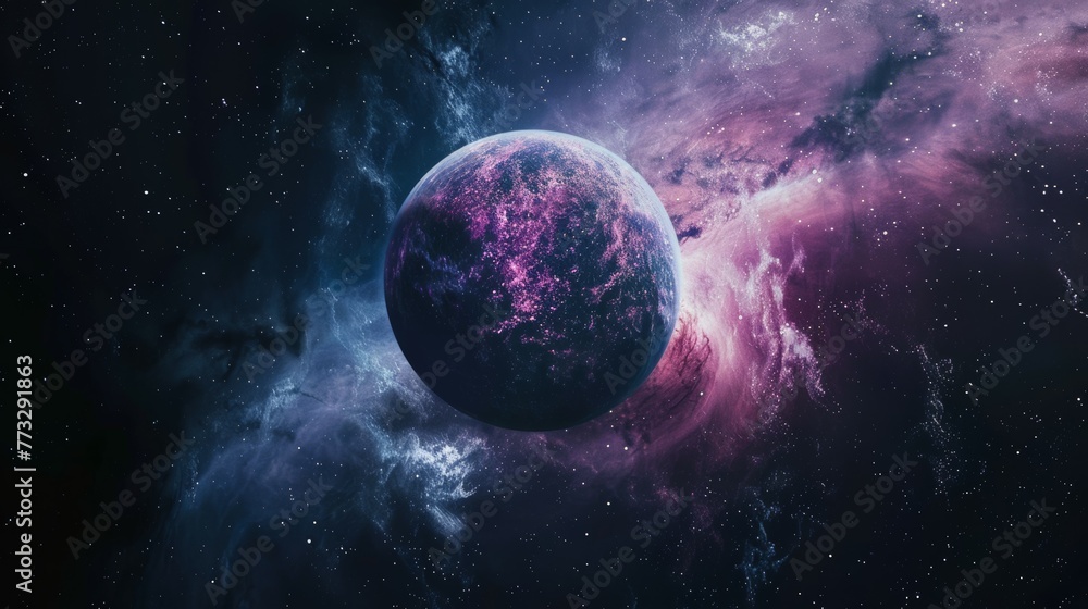 Obraz premium Fantastic earth-like planet in the depths of space.