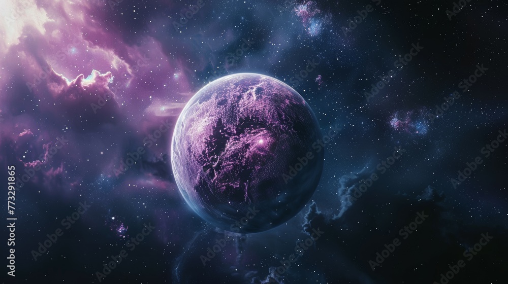Fantastic earth-like planet in the depths of space. Fantastic earth-like planet in the depths of space.