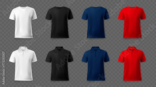 Sport tshirts. White t shirt clothes, short abstract cotton polo design, top sign for teenager dress shop. Black white blank textile for marketing branding. Realistic mockup. Vector template