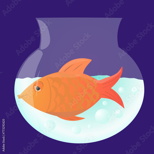 illustration goldfish in aquarium
