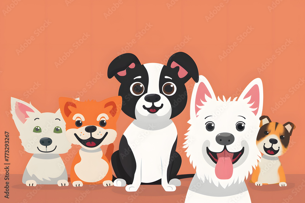 National pet day card design with cute pets cartoon on background. National pet day card design with cute pets cartoon on background.