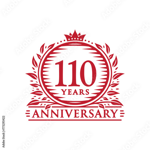 110 years celebrating anniversary design template. 110th anniversary logo. Vector and illustration.