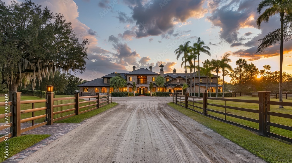 Equestrian estate, thoroughbreds and polo fields, grace and power