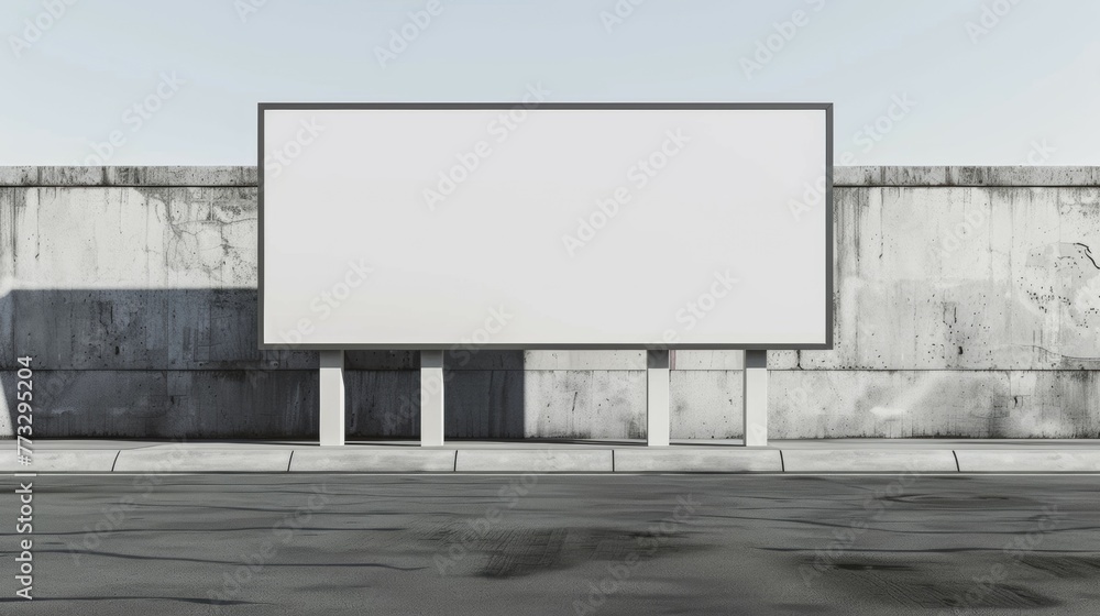 Outdoor board with single stand, in vector. Blank billboard with empty copy space, stand on one bar. Outdoor board with single stand, in vector. Blank billboard with empty copy space, stand on one bar.