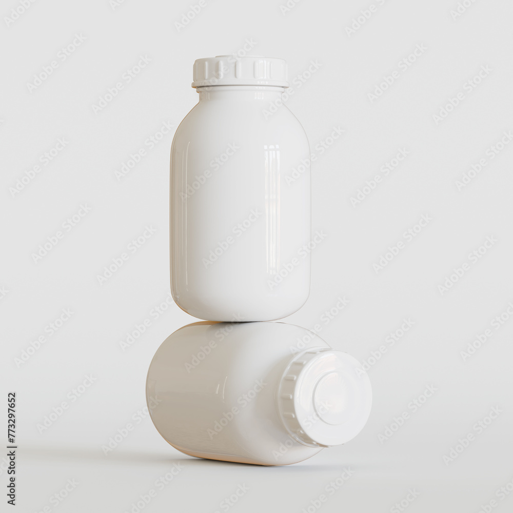 White plastic supplement / medicine mock-up 3d rendering illustration White plastic supplement / medicine mock-up 3d rendering illustration