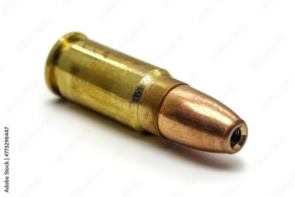 closeup of a bullet isolated on white background closeup of a bullet isolated on white background